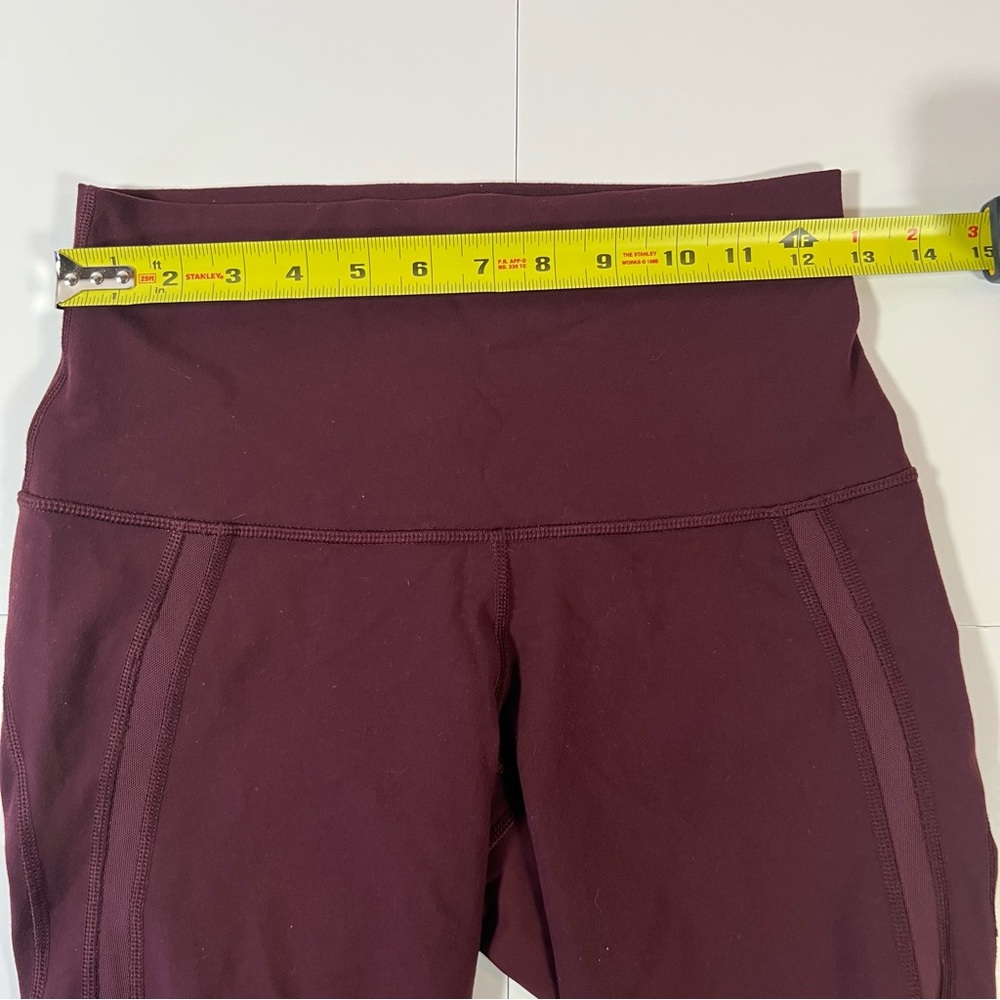 Lululemon‎ Burgundy High Rise Cropped Leggings Women’s Size 6 Yoga Athletic - Picture 6 of 8